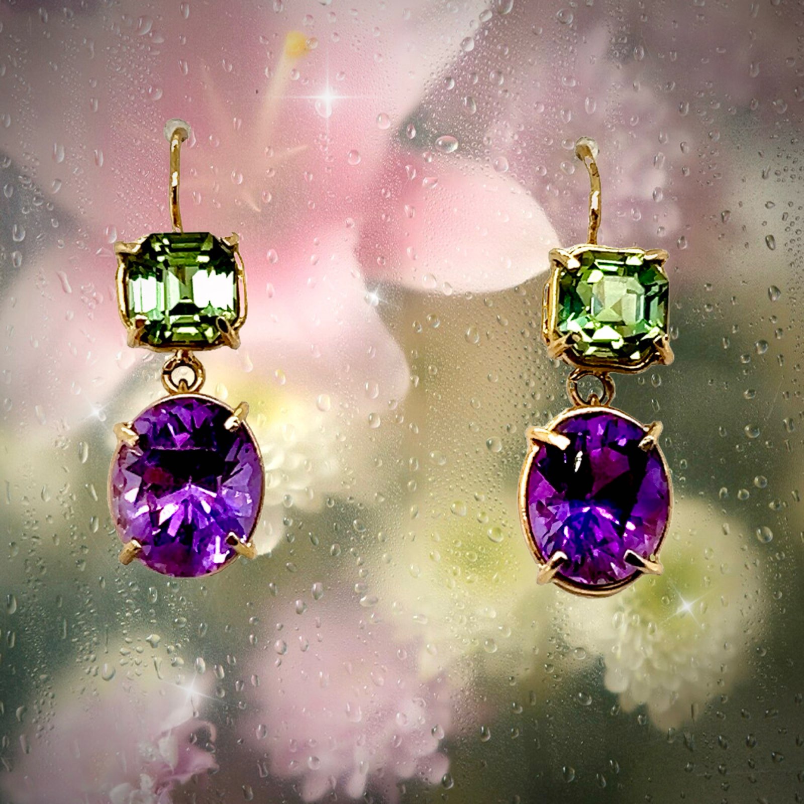 Amethyst Tourmaline Drop Earrings